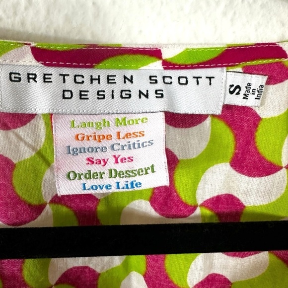 Gretchen Scott Indian Cotton Tunic Top Size Small Spring Summer Cover Up Beach - Picture 6 of 8